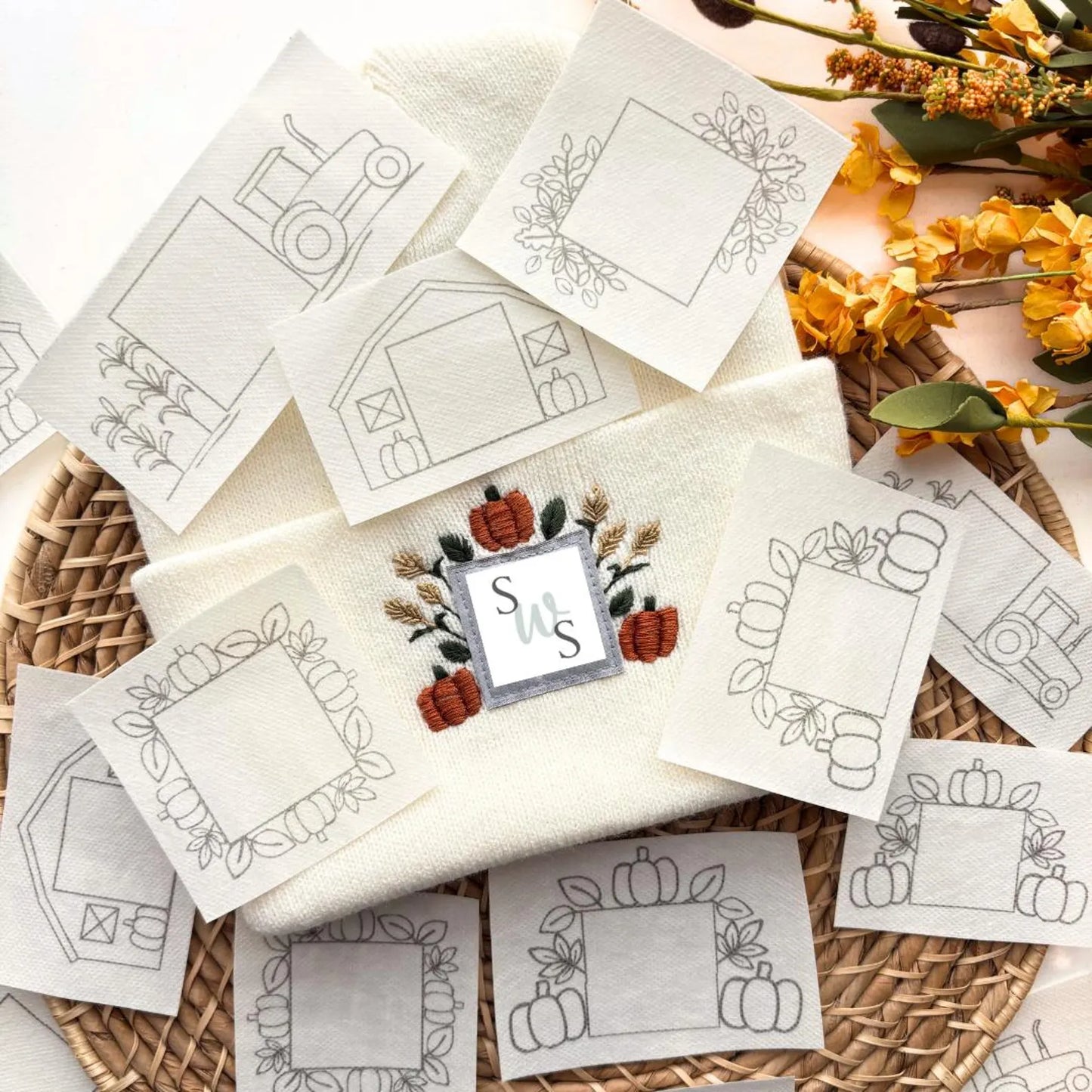 Fall Embroidery Beanie Printable Stick And Stitch Bundle - PDF Download