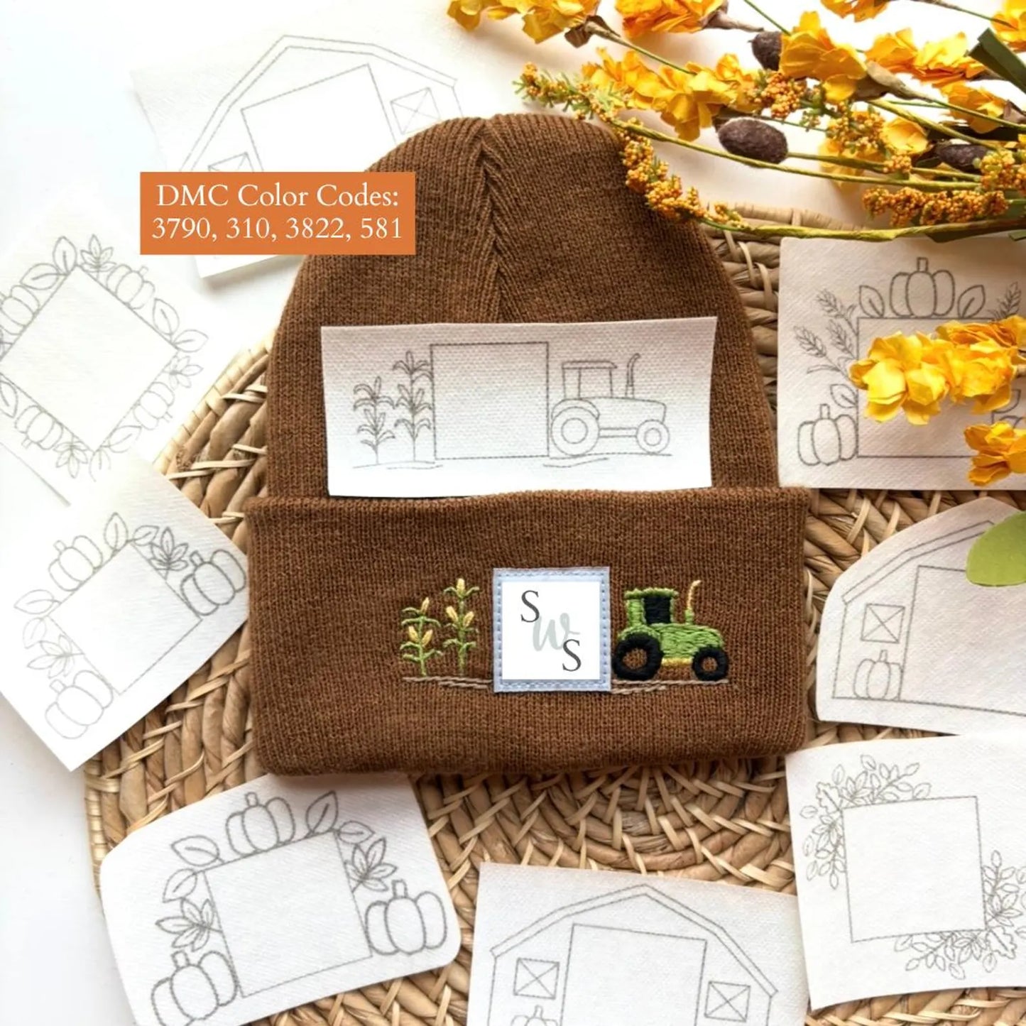 Fall Embroidery Beanie Printable Stick And Stitch Bundle - PDF Download