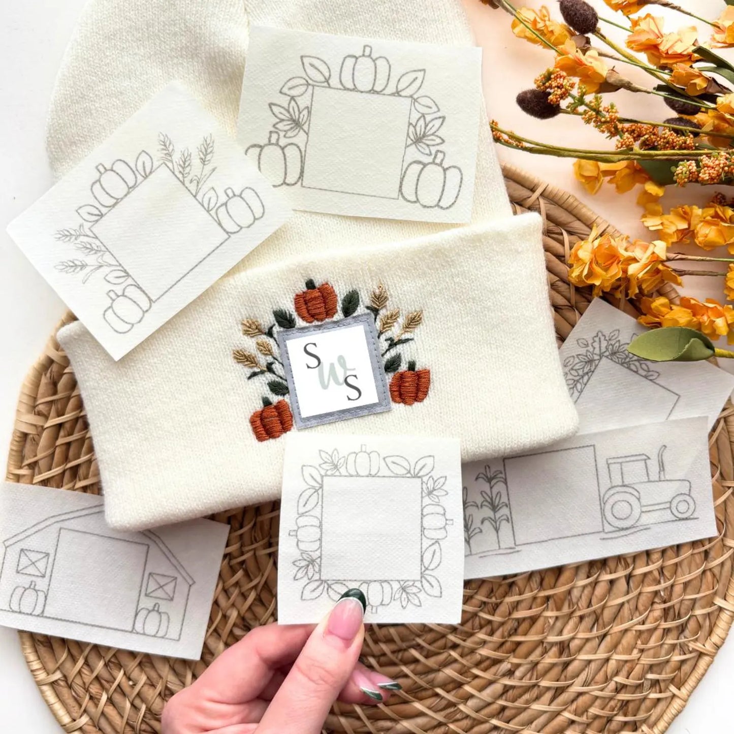 Fall Embroidery Beanie Printable Stick And Stitch Bundle - PDF Download