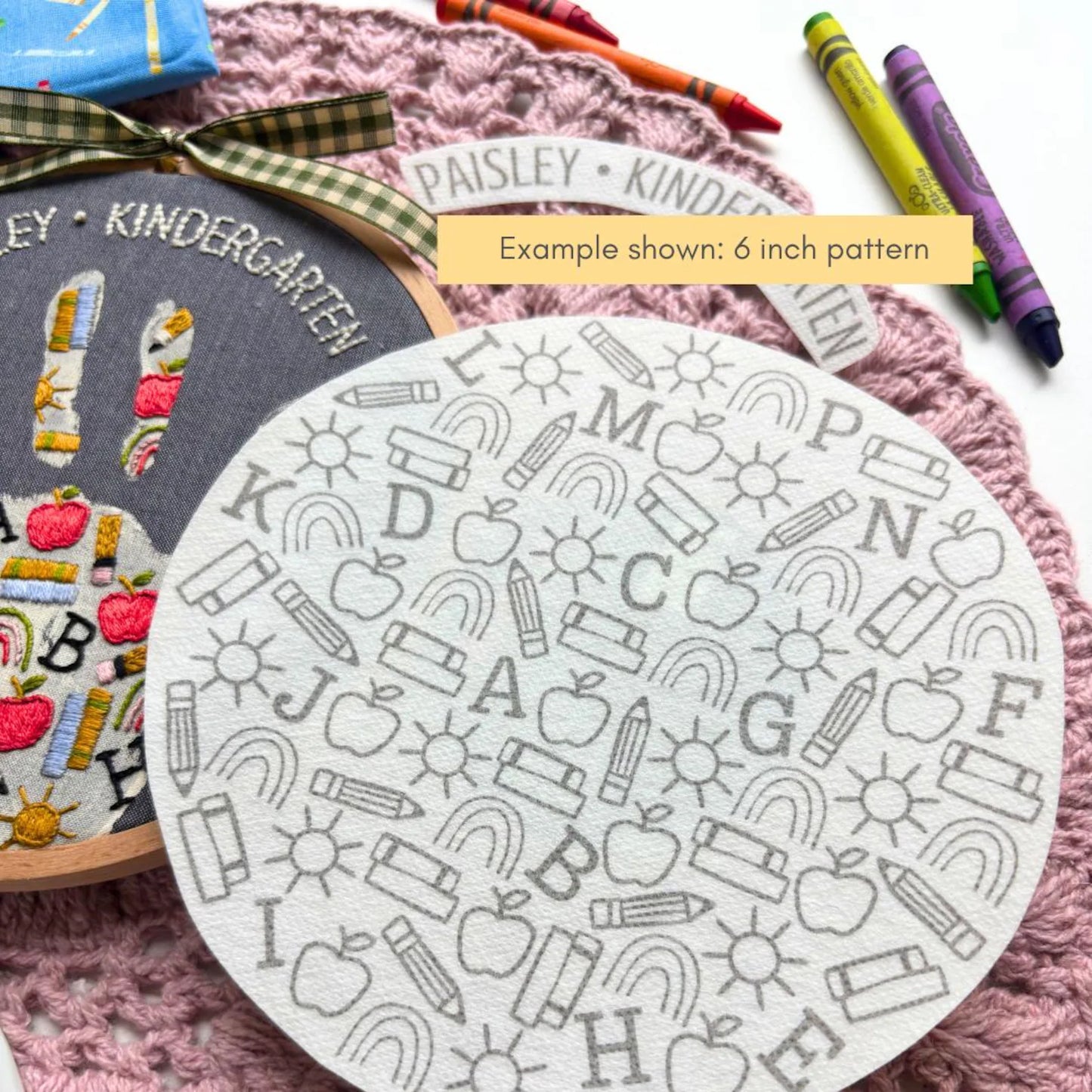 School Handprint Embroidery Hoop Stick and Stitch - Back to School Kids Handprint Craft