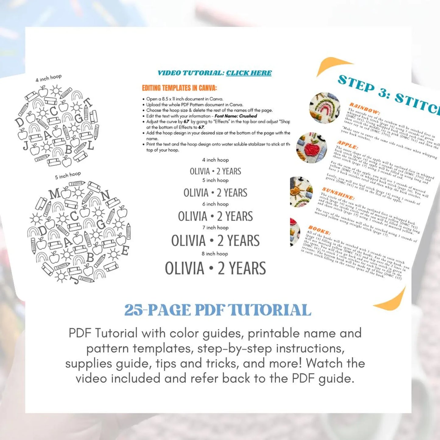 School Embroidered Handprint Keepsake PDF Tutorial