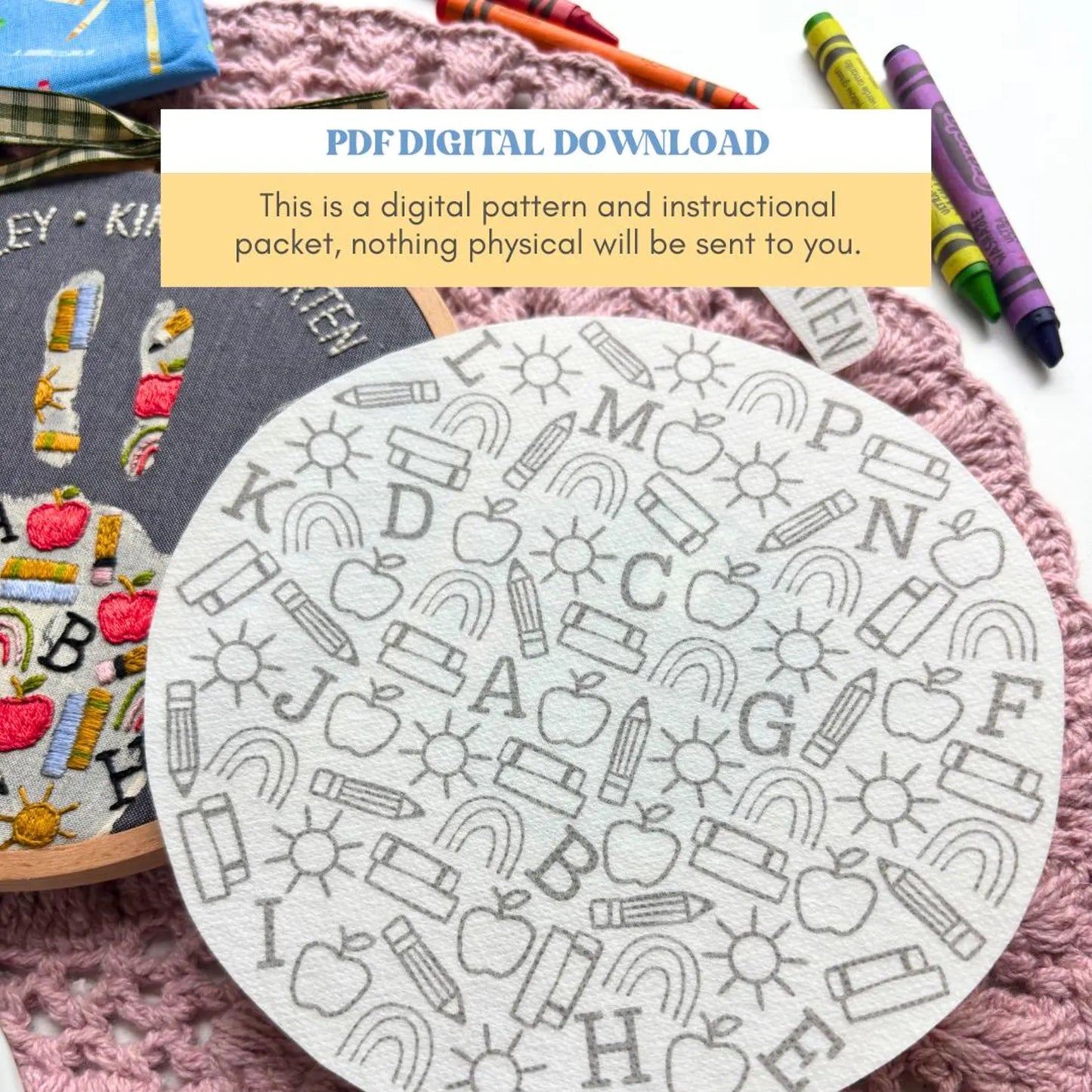 School Embroidered Handprint Keepsake PDF Tutorial