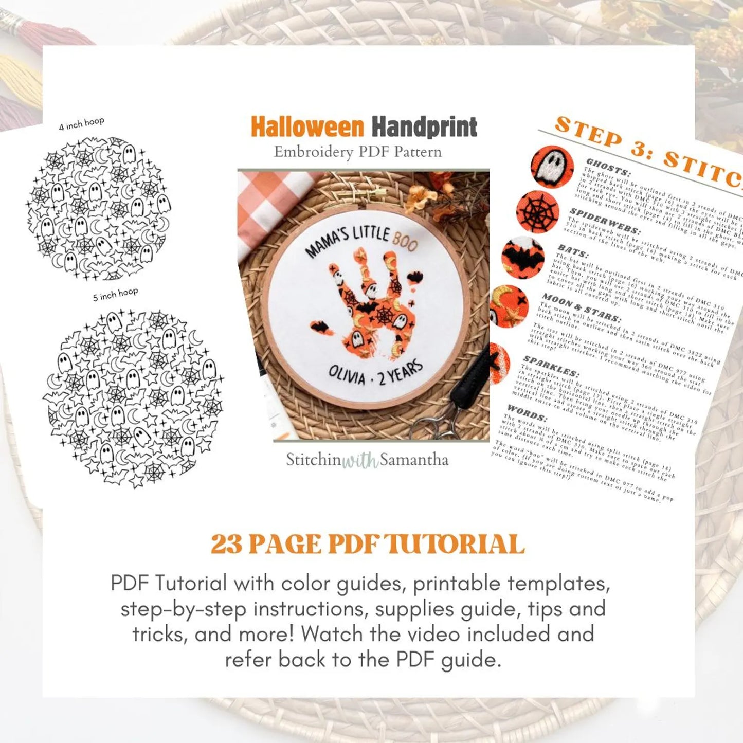 Halloween Handprint Keepsake Printable PDF Pattern