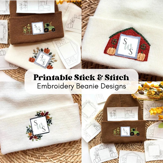 Fall Embroidery Beanie Printable Stick And Stitch Bundle - PDF Download