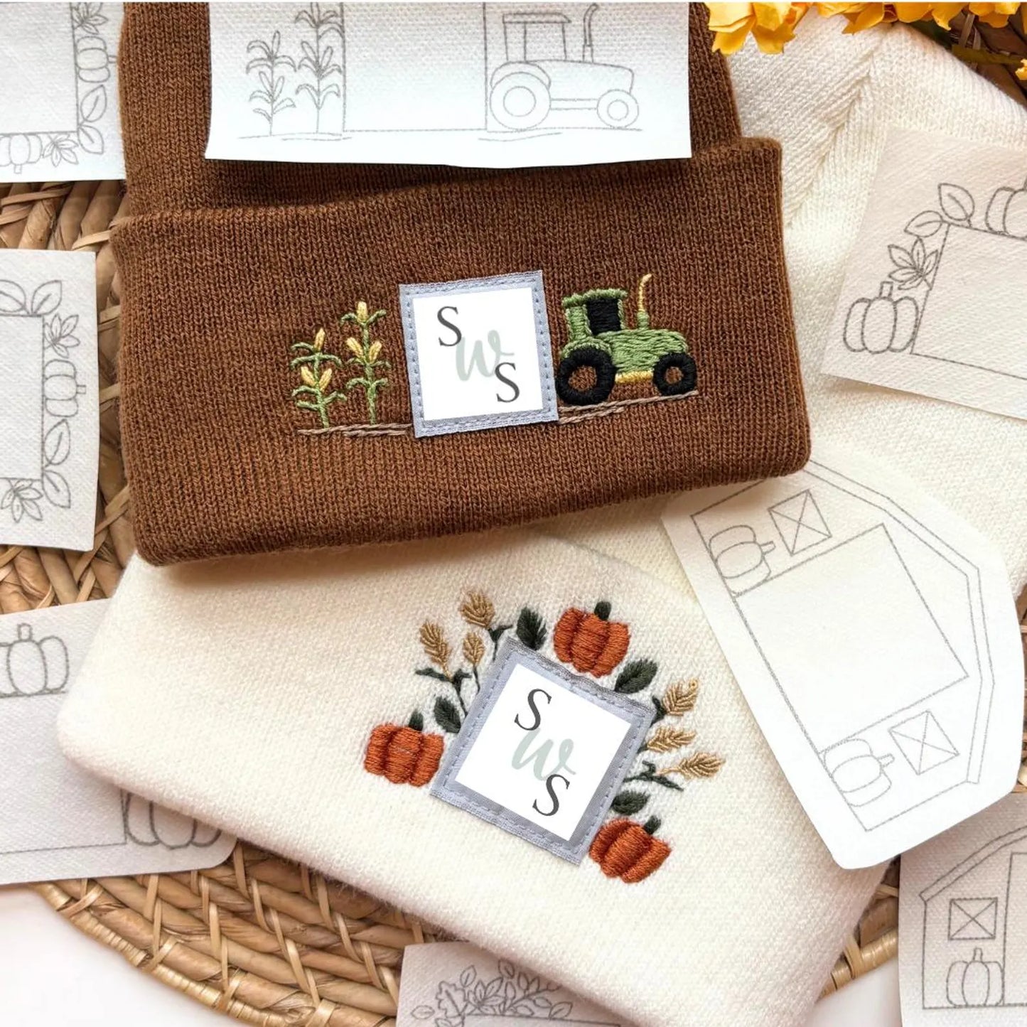 Fall Embroidery Beanie Printable Stick And Stitch Bundle - PDF Download