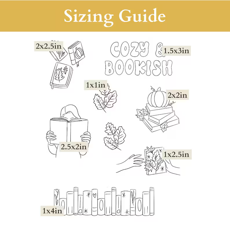 Bookish Fall Stick and Stitch Hand Embroidery Designs