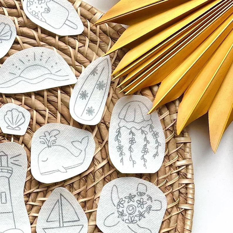 Beach Printable Stick and Stitch Hand Embroidery Templates