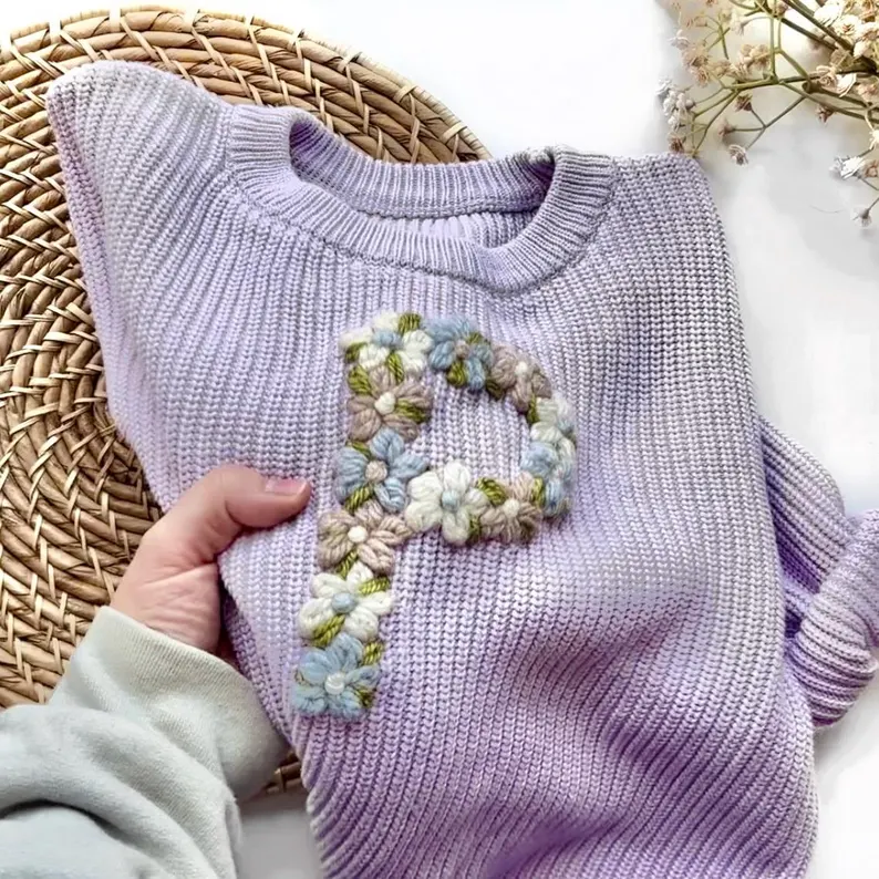 DIY Flower Initial Hand Embroidered Sweater (Kit + YouTube Tutorial!)