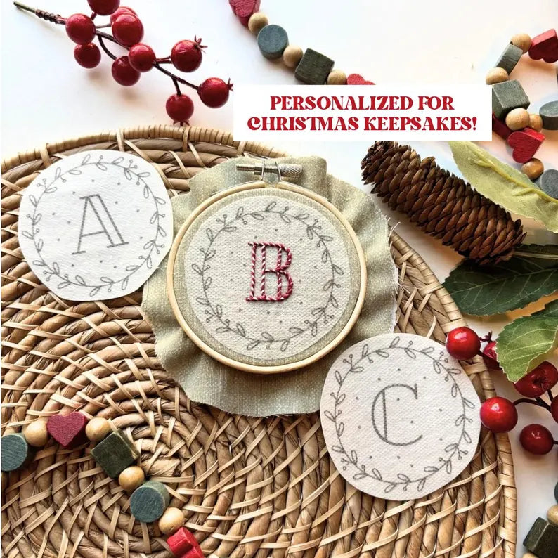 Alphabet Christmas Stick and Stitch Ornament Hand Embroidery Kit