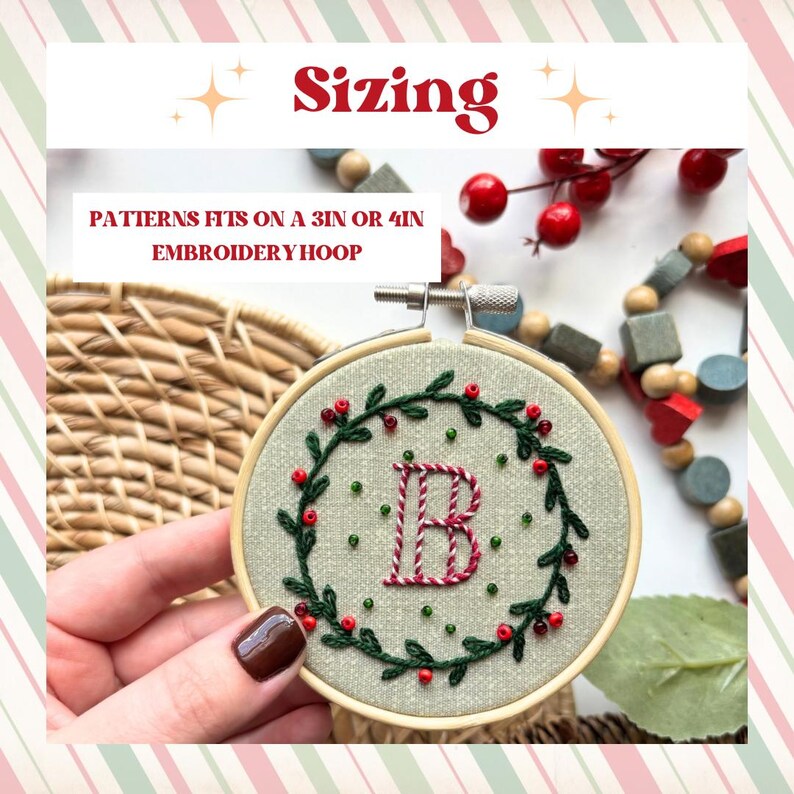 Alphabet Christmas Stick and Stitch Ornament Hand Embroidery Kit
