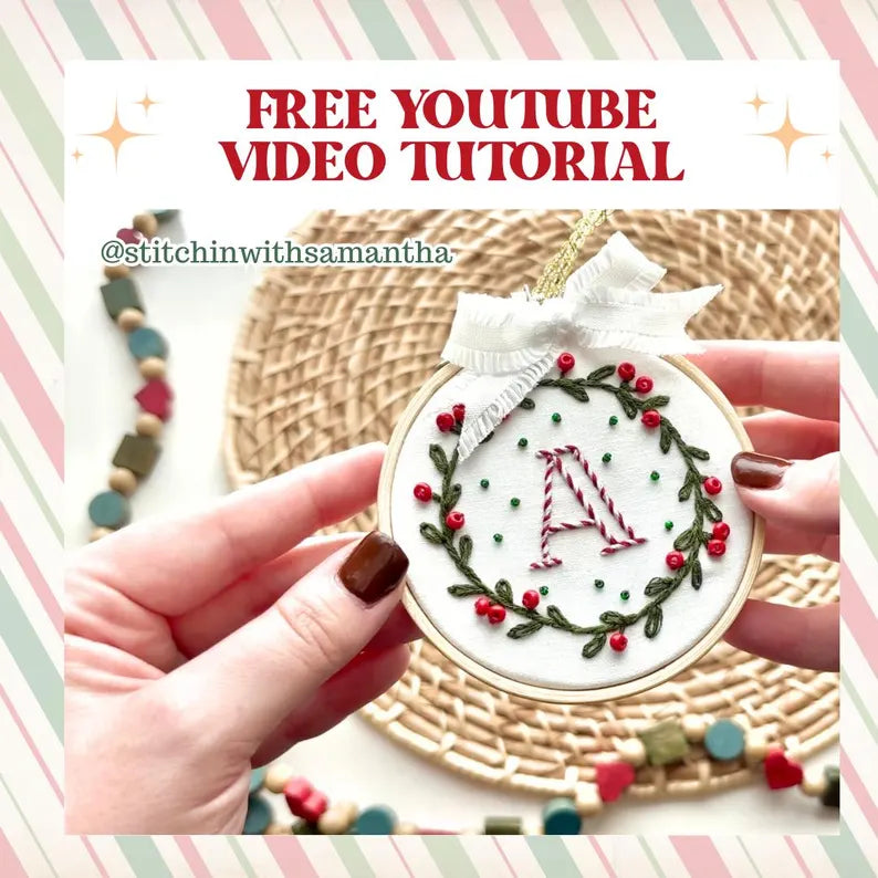 Alphabet Christmas Stick and Stitch Ornament Hand Embroidery Kit