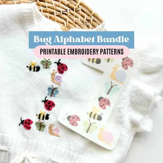 Printable Bug Alphabet Sweater Stick and Stitch Printable Pattern