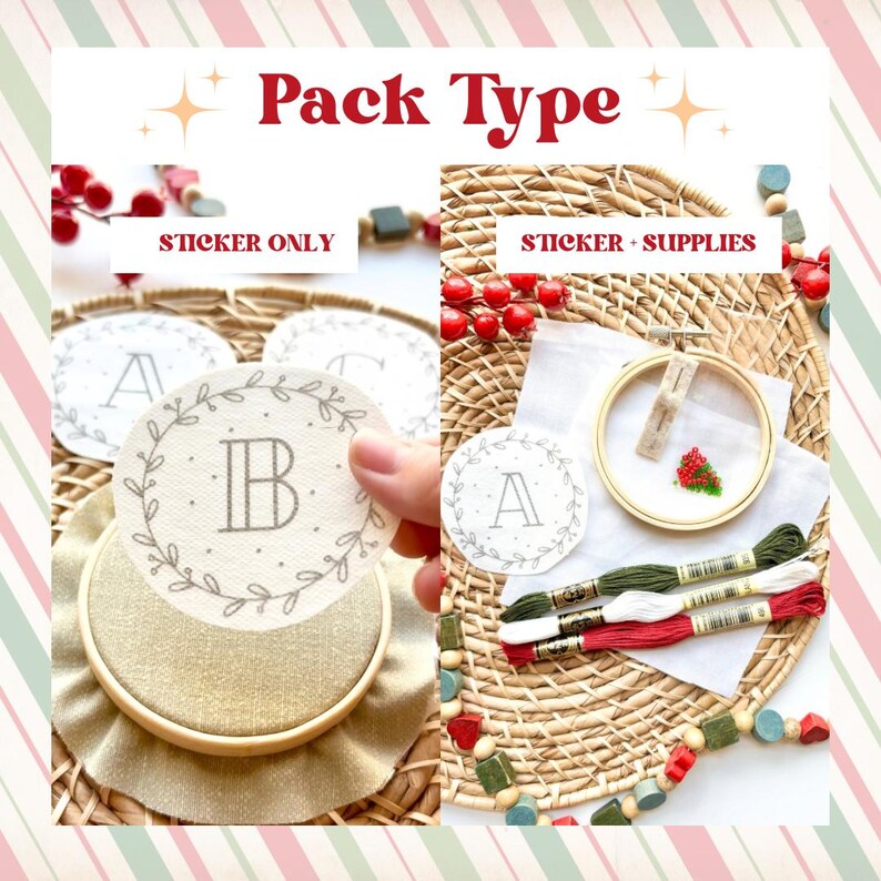 Alphabet Christmas Stick and Stitch Ornament Hand Embroidery Kit