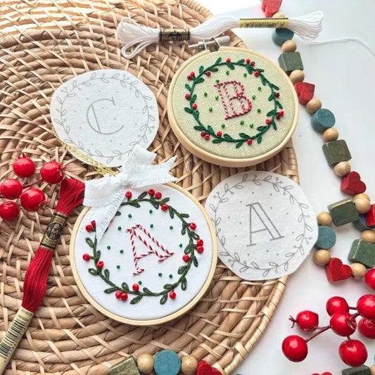 Alphabet Christmas Stick and Stitch Ornament Hand Embroidery Kit