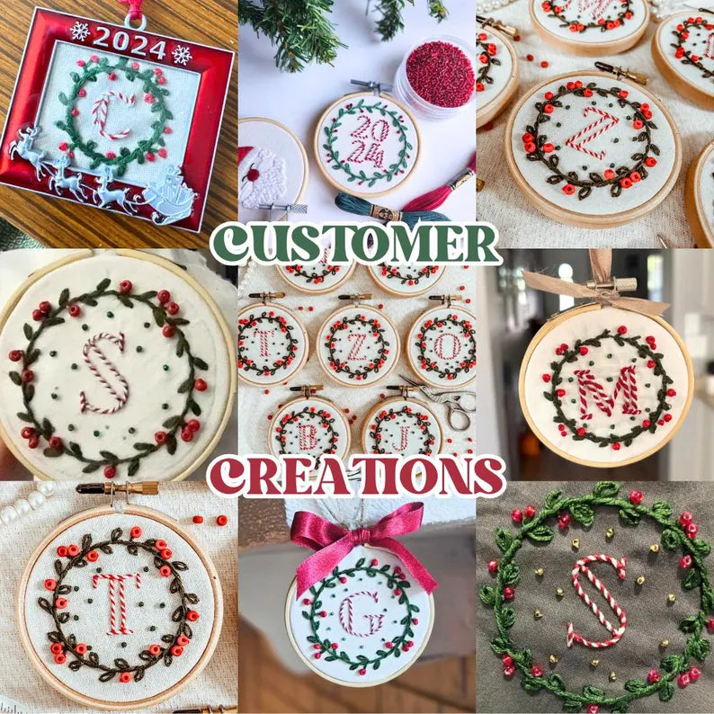 Alphabet Christmas Stick and Stitch Ornament Hand Embroidery Kit