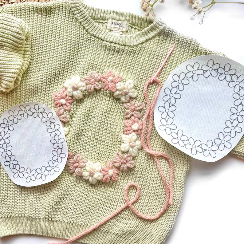 DIY Flower Initial Hand Embroidered Sweater (Kit + YouTube Tutorial!)