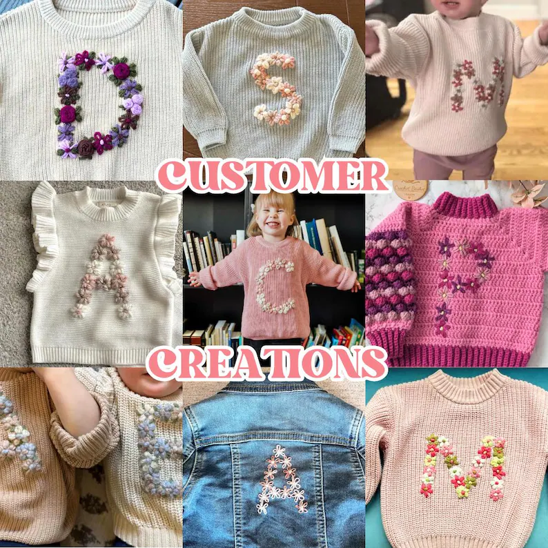 DIY Flower Initial Hand Embroidered Sweater (Kit + YouTube Tutorial!)