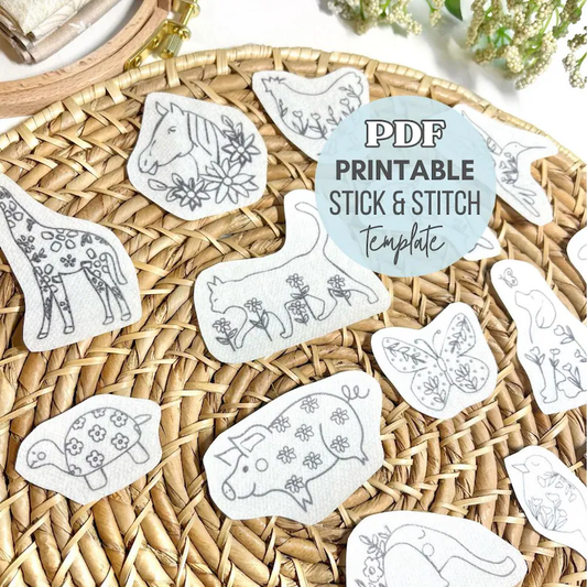 Printable Animal Stick and Stitch Embroidery Pattern Templates