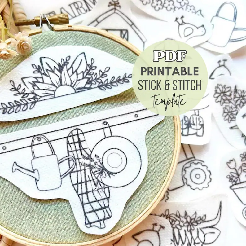 Farmhouse Printable Stick and Stitch Embroidery Designs