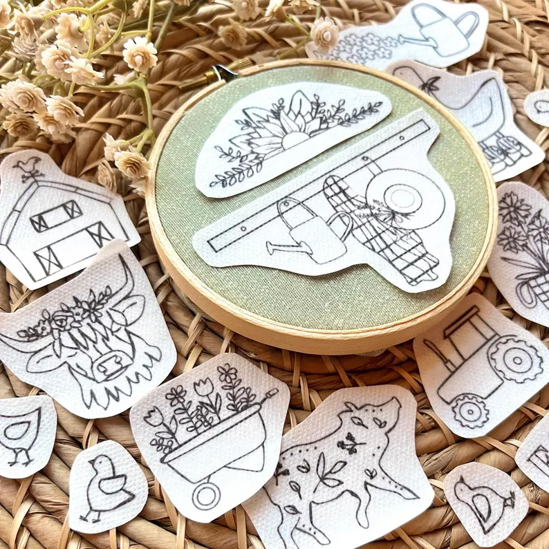 Farmhouse Printable Stick and Stitch Embroidery Designs
