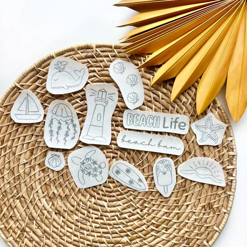 Beach Printable Stick and Stitch Hand Embroidery Templates