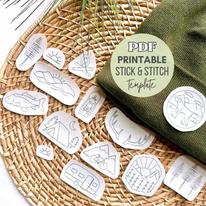 Printable Outdoor Stick & Stitch Embroidery PDF Templates