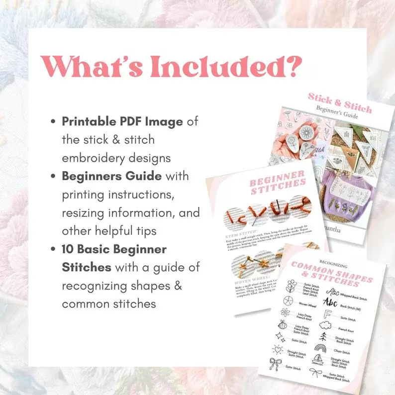 Printable Western Stick and Stitch Embroidery PDF Printable Templates
