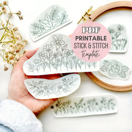 Wildflower Printable Stick & Stitch Embroidery Patterns