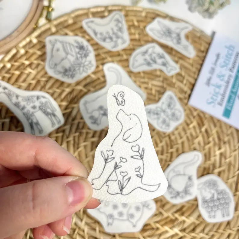Printable Animal Stick and Stitch Embroidery Pattern Templates