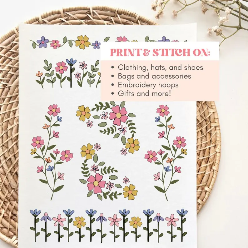 Colorful Flower Stick and Stitch Embroidery Patterns (Color + Stitch Guides!)