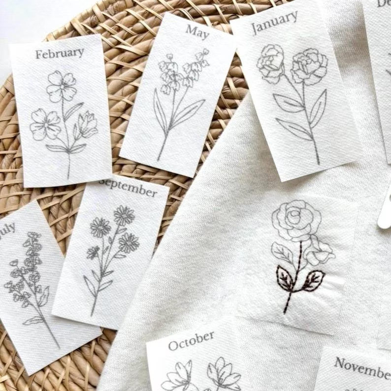 Birth Flower Stick & Stitch Embroidery Patterns