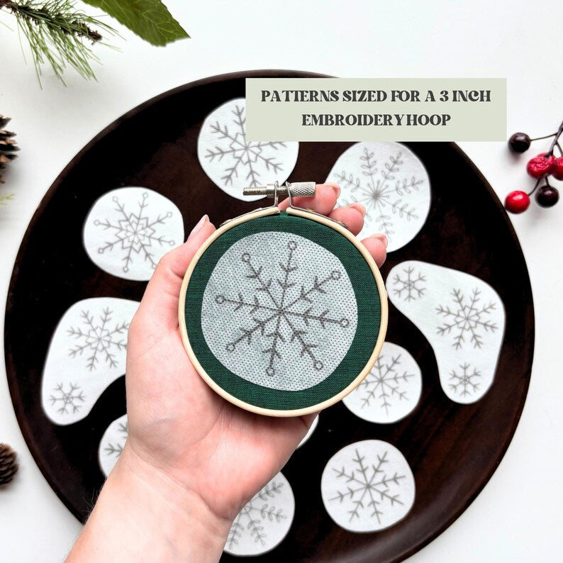 Printable Snowflake Hand Embroidery Christmas Stick and Stitch Templates