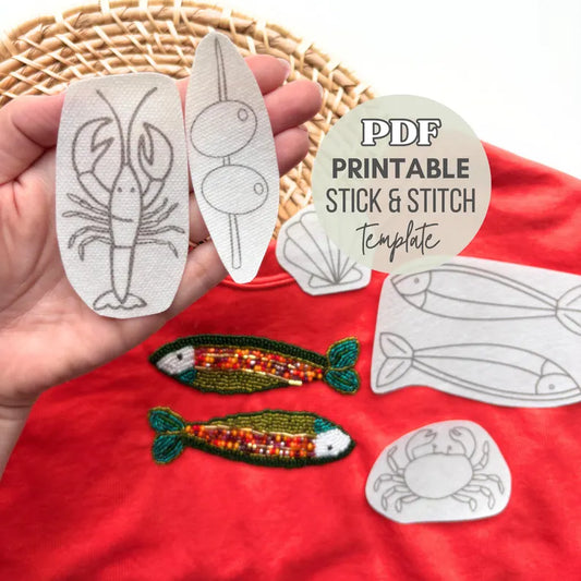 Fisherman Printable Stick and Stitch Sea Embroidery Templates
