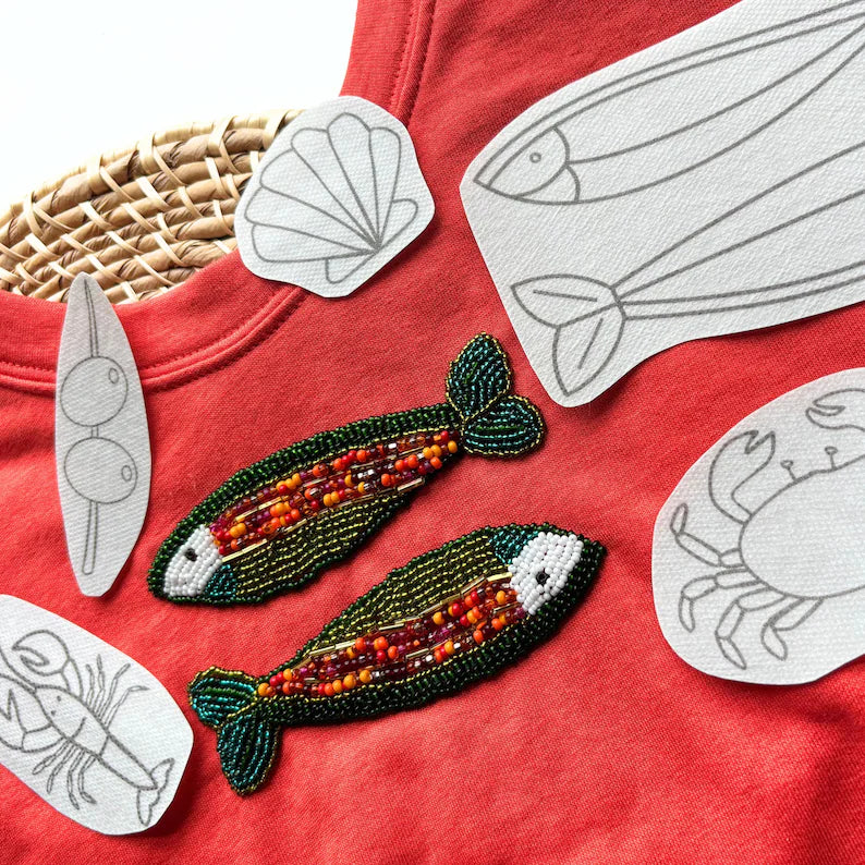 Fisherman Printable Stick and Stitch Sea Embroidery Templates