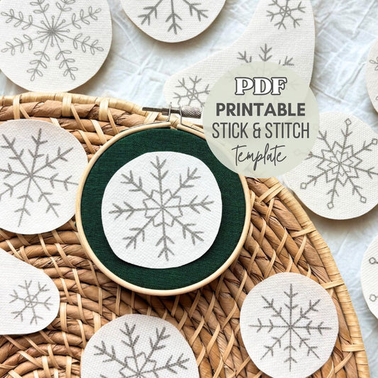 Printable Snowflake Hand Embroidery Christmas Stick and Stitch Templates