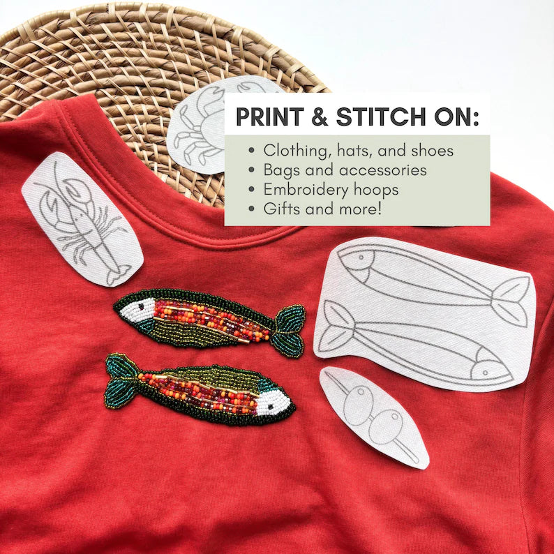 Fisherman Printable Stick and Stitch Sea Embroidery Templates