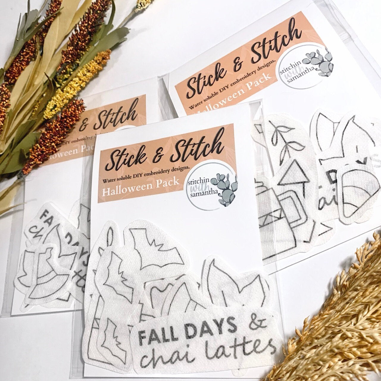 Stick and Stitch Embroidery Halloween Patterns Fall Embroidery Halloween Sweatshirt Embroidered Spooky Season Fall Crafts Embroidery Paper