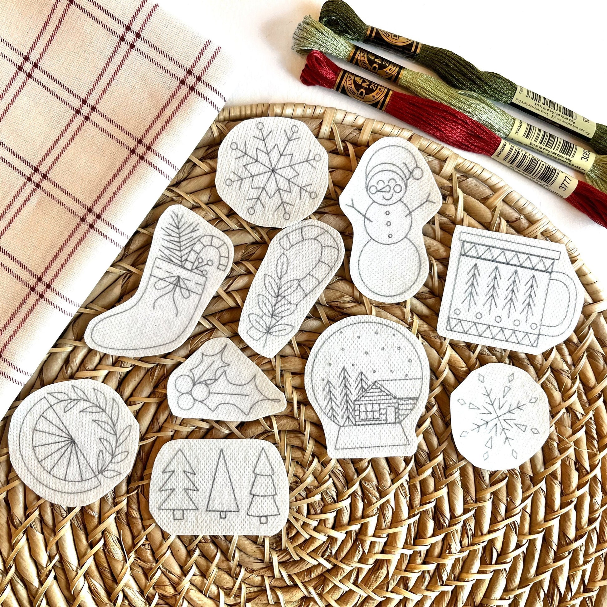 Printable Stick and Stitch Embroidery Designs Christmas Sewing Patterns Download Stick n Stitch Print Sheet Cozy Embroidery Christmas Gifts