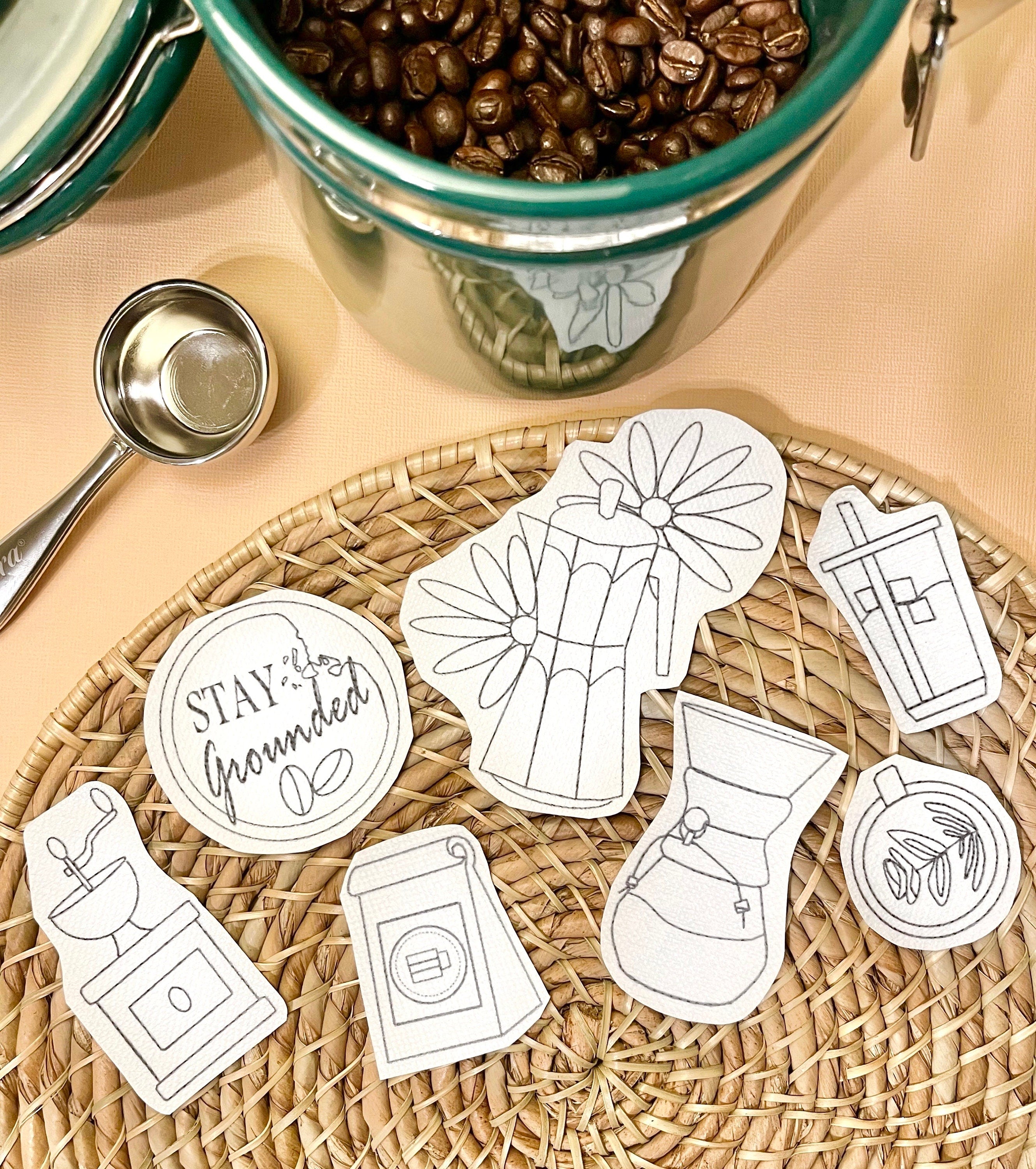 Printable Stick and Stitch Embroidery Patterns Download Coffee Sewing Pattern Image Download Stick and Stitch Print Sheet Embroidery Images
