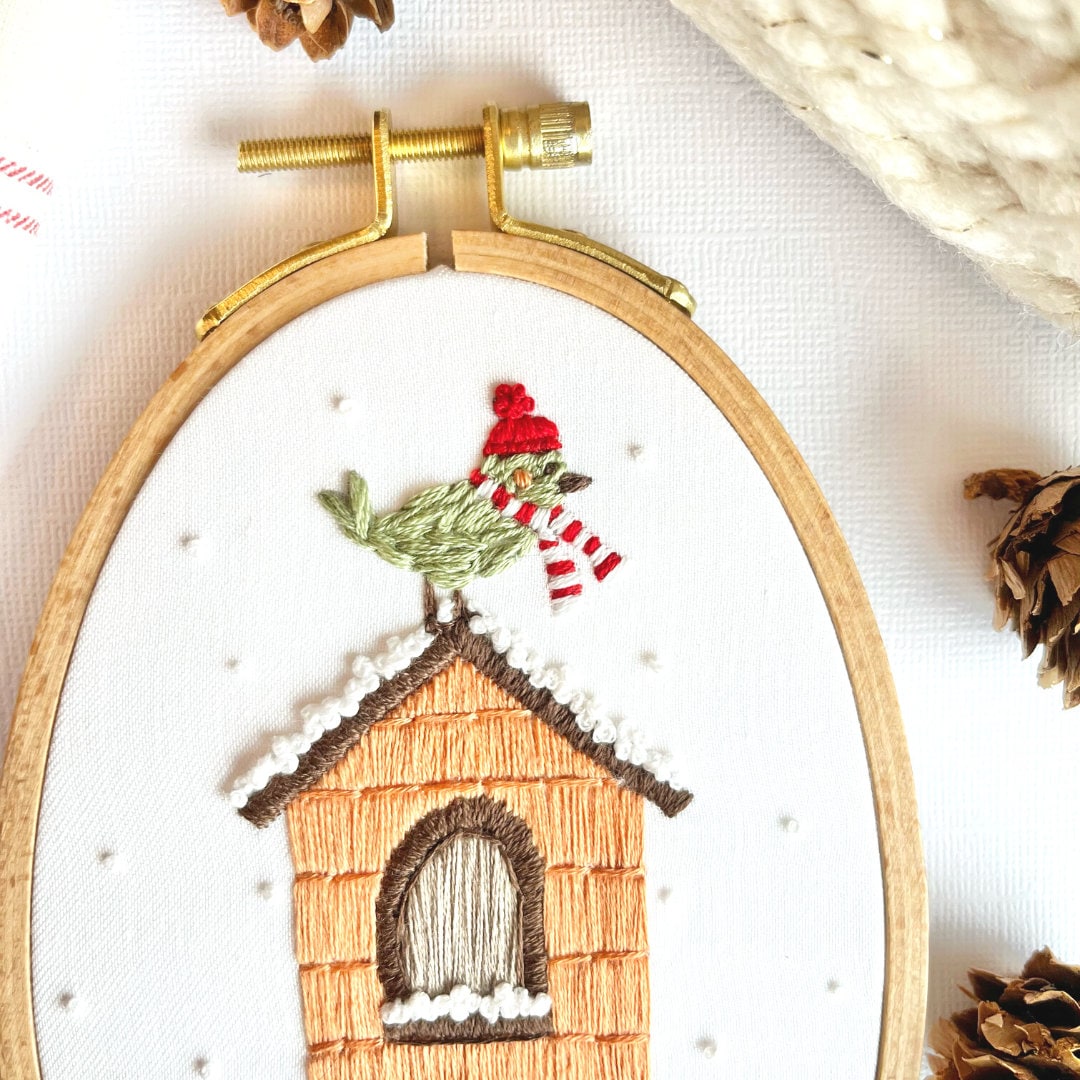 Winter Birdhouse Hand Embroidery PDF Tutorial