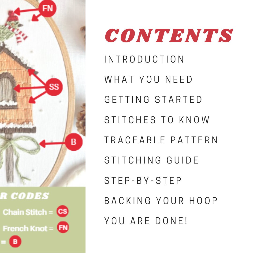Winter Birdhouse Hand Embroidery PDF Tutorial