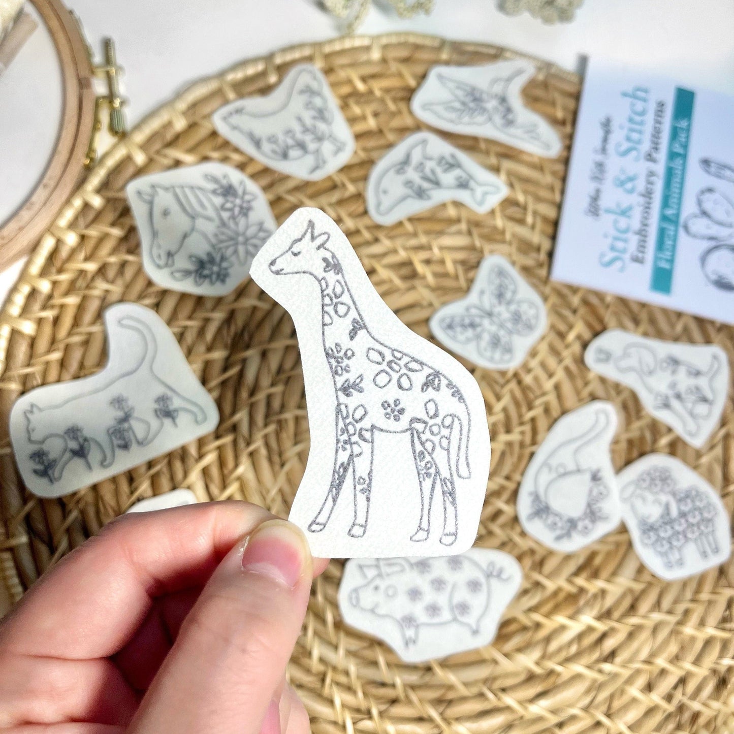 Printable Animal Stick and Stitch Embroidery Pattern Templates