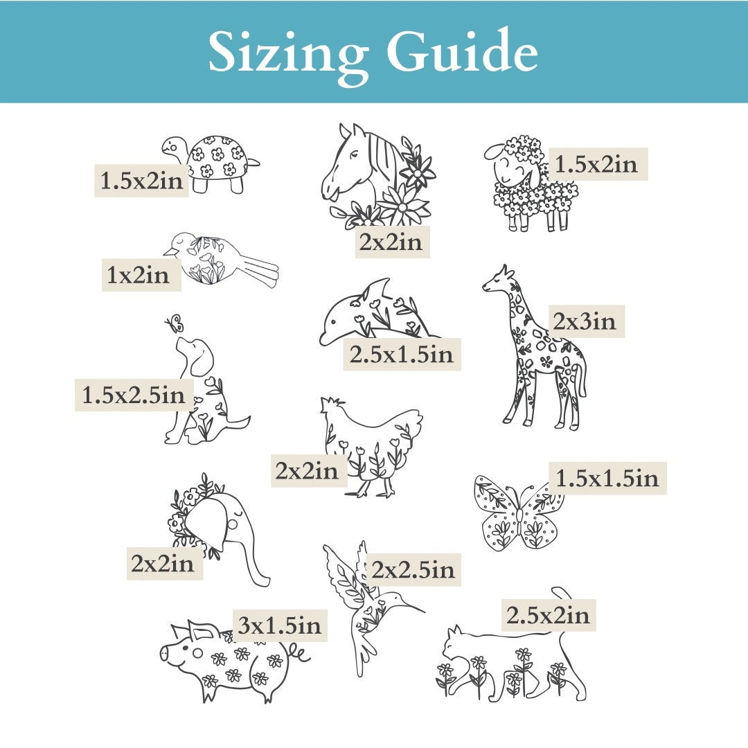 Printable Animal Stick and Stitch Embroidery Pattern Templates