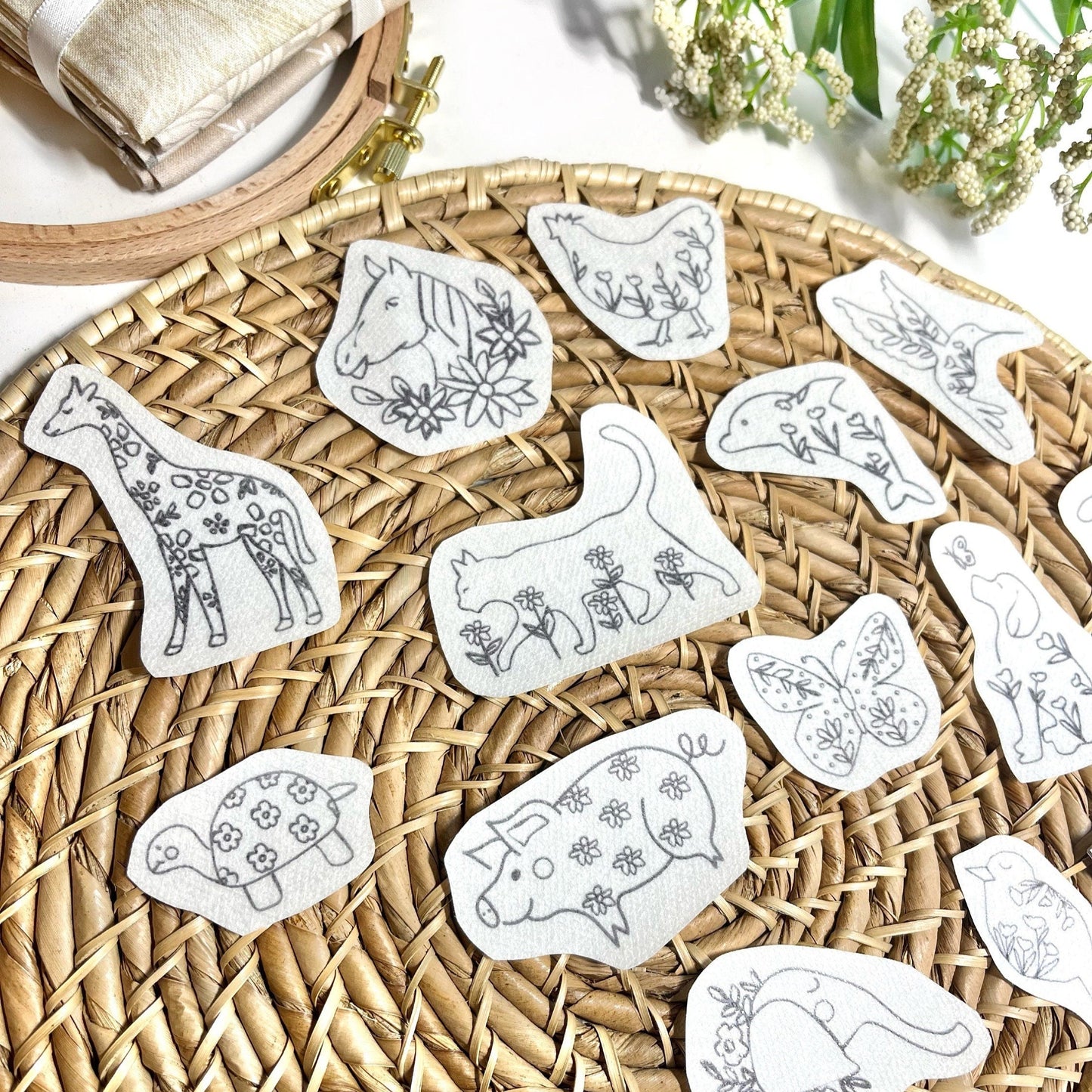 Printable Animal Stick and Stitch Embroidery Pattern Templates