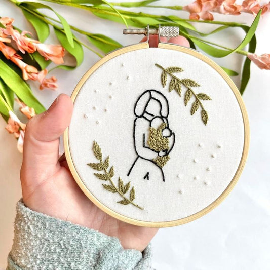 Mother & Baby Beginner Embroidery Pattern: DIY Baby Shower Gift for New Moms