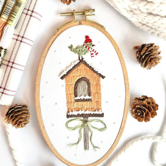 Winter Birdhouse Hand Embroidery PDF Tutorial