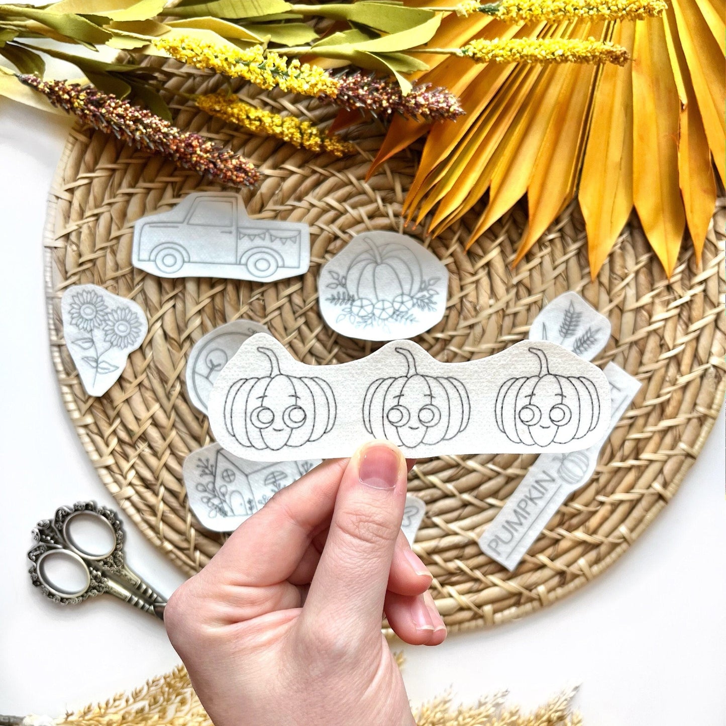 Fall Stick and Stitch Embroidery Patterns Easy Sewing Transfers Pumpkin Fall Embroidery Designs Stick n Stitch Stickers Clothing Embroidery
