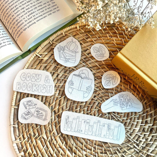 Bookish Fall Stick and Stitch Hand Embroidery Designs