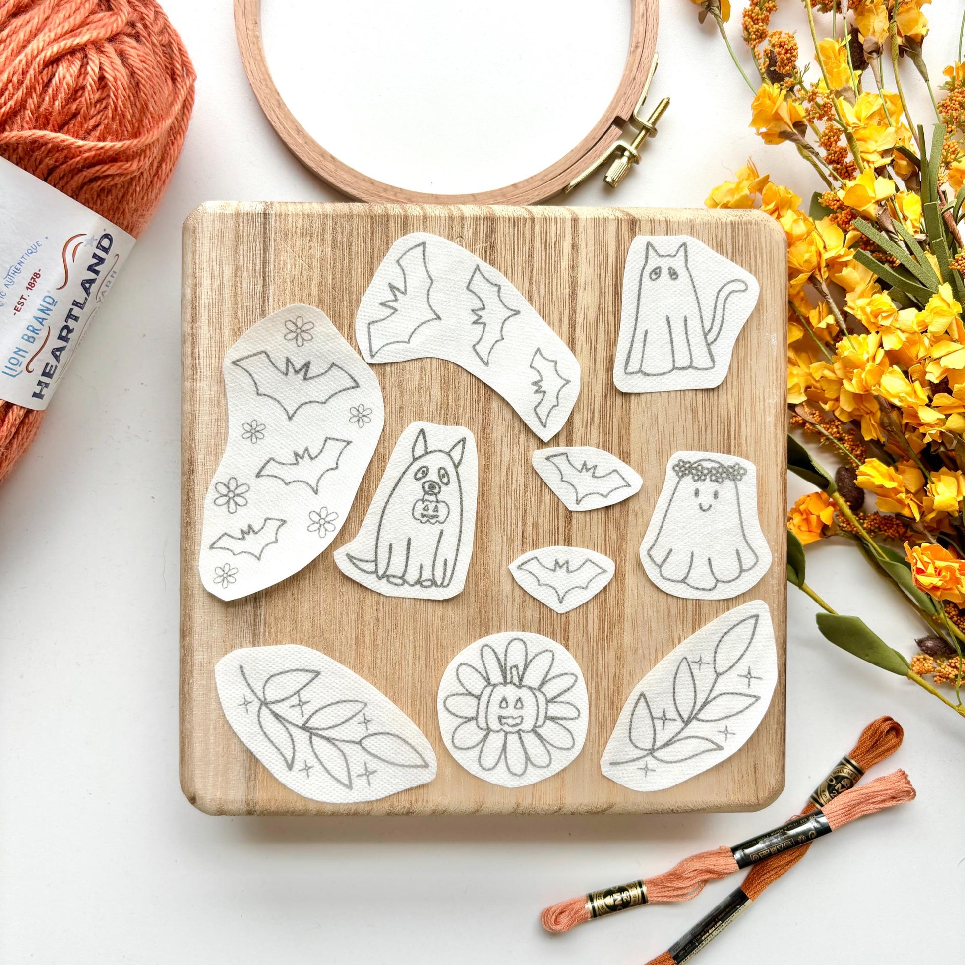 Halloween Stick and Stitch Embroidery Patterns Printable Stick and Stitch Transfers Print Sheet Embroidery Stick n Stitch PDF Designs Ghost