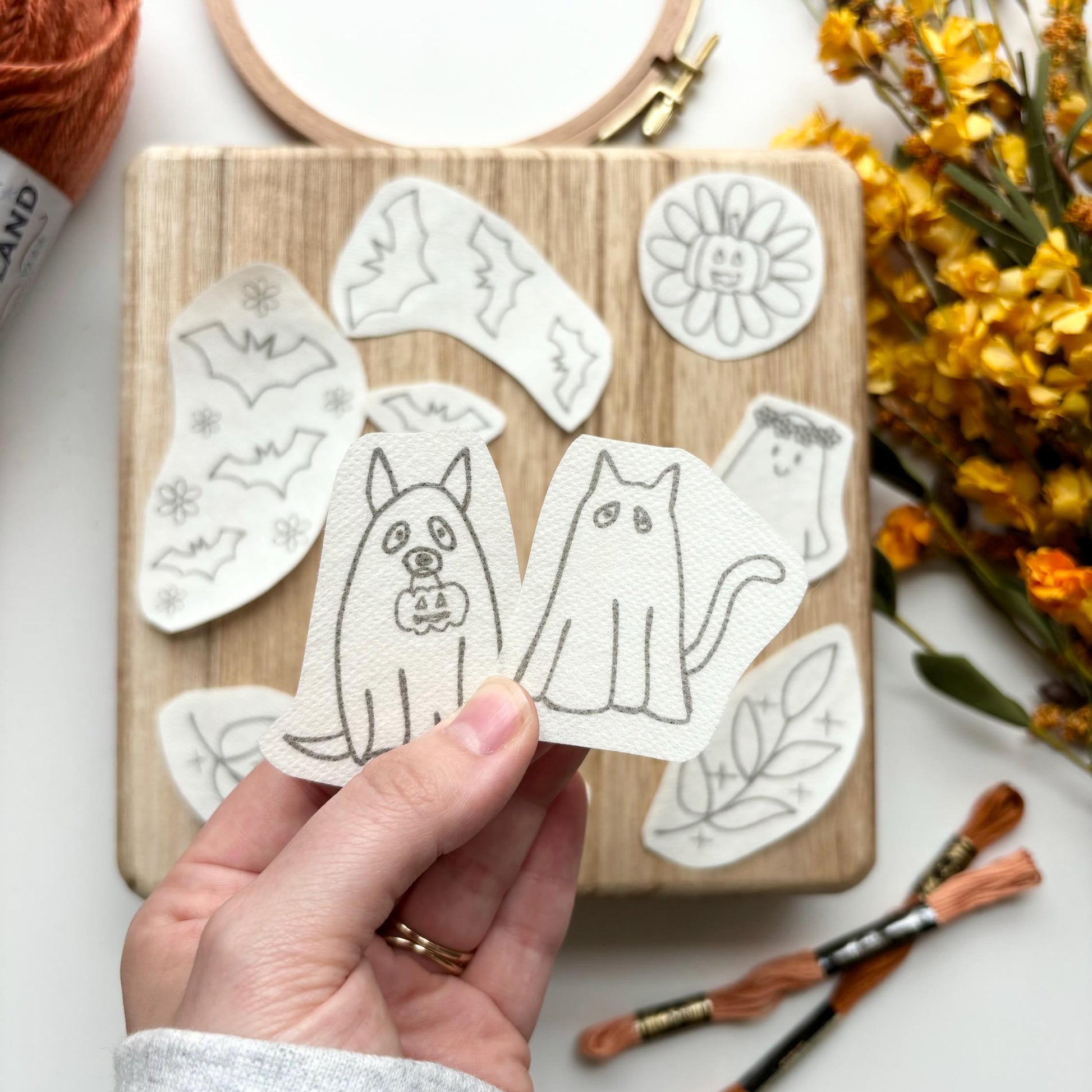 Halloween Stick and Stitch Embroidery Patterns Printable Stick and Stitch Transfers Print Sheet Embroidery Stick n Stitch PDF Designs Ghost
